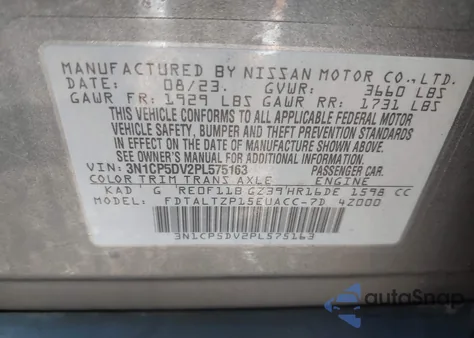 2023 Nissan Kicks Sr z USA, uszkodzony, nr VIN 3N1CP5DV2PL575163